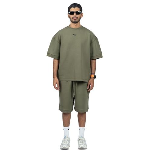 Olive T-shirt and shorts set