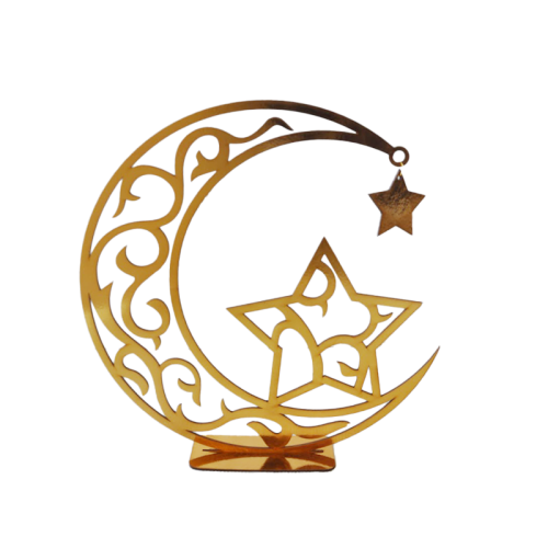 استاند ديكور رمضاني ذهبي 20 سم