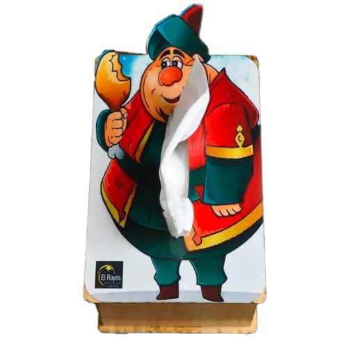 علبة مناديل رمضان خشب شكل شخصية فنانيس