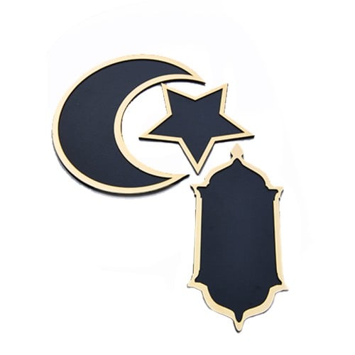 طقم قواعد تقديم مأكولات 3 قطع اشكال هلال ونجمة (باللون الأسود )