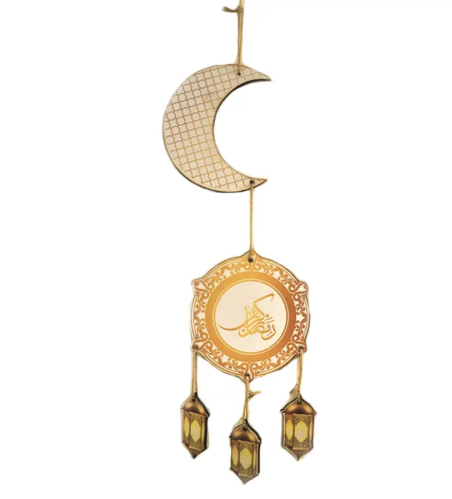 تعليقة حائط خشب شكل هلال ورمضان كريم 50 سم