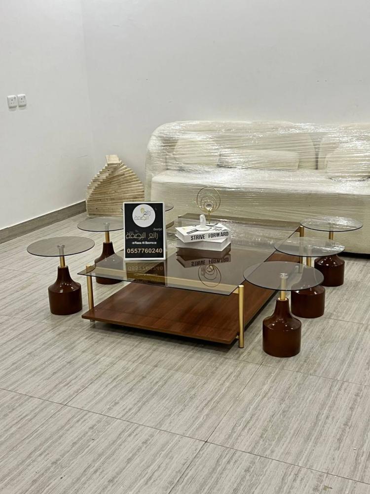 طقم طاولات قزاز مع 6 خدمة دائري