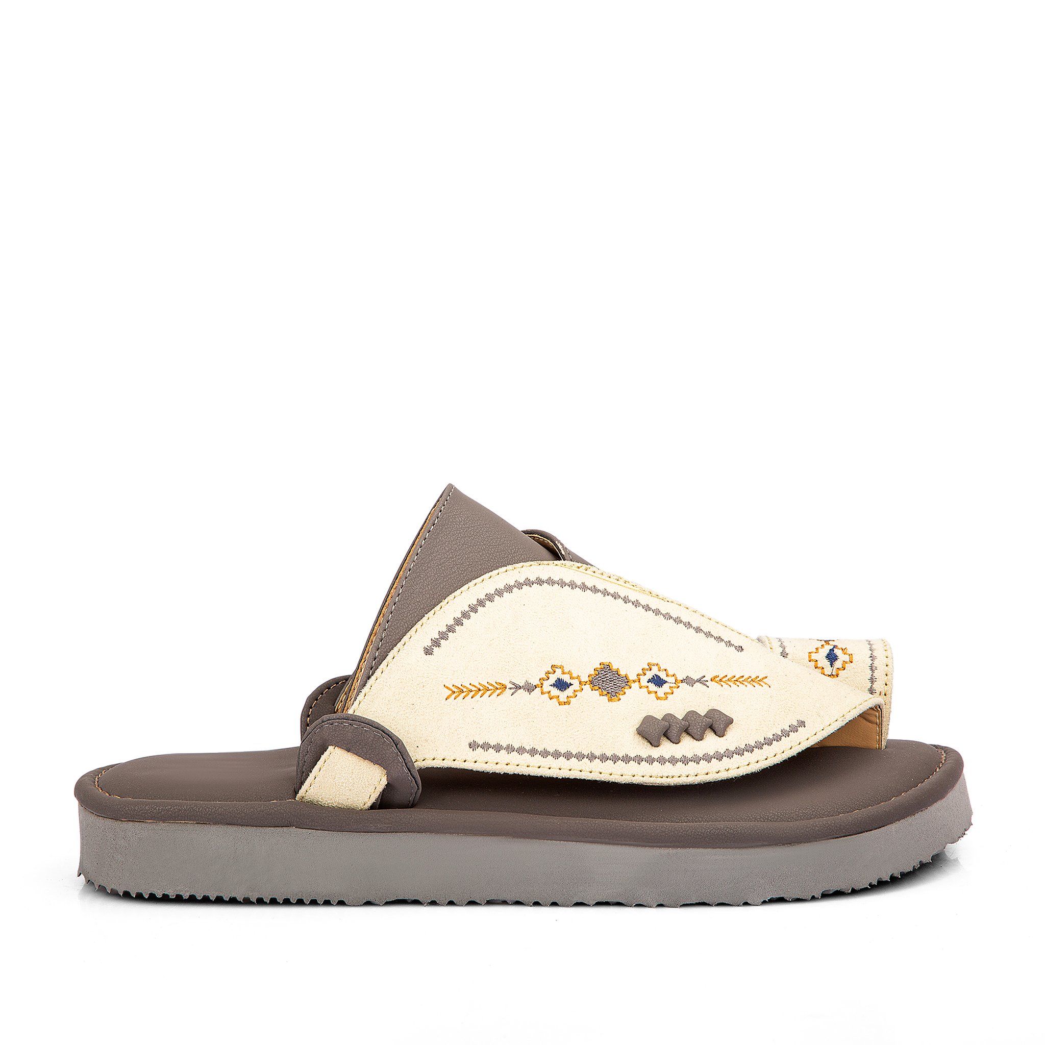 نعال شرقي جذاب بلونه الرمادي والسكري المطرز