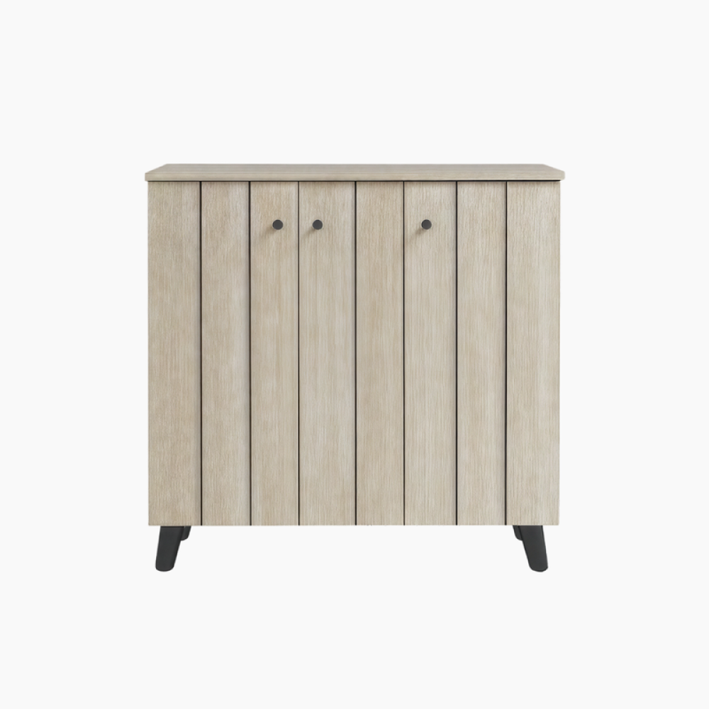 خزانة أحذية خشب صلب بثلاثة أبواب – لون بيج – تصميم حديث