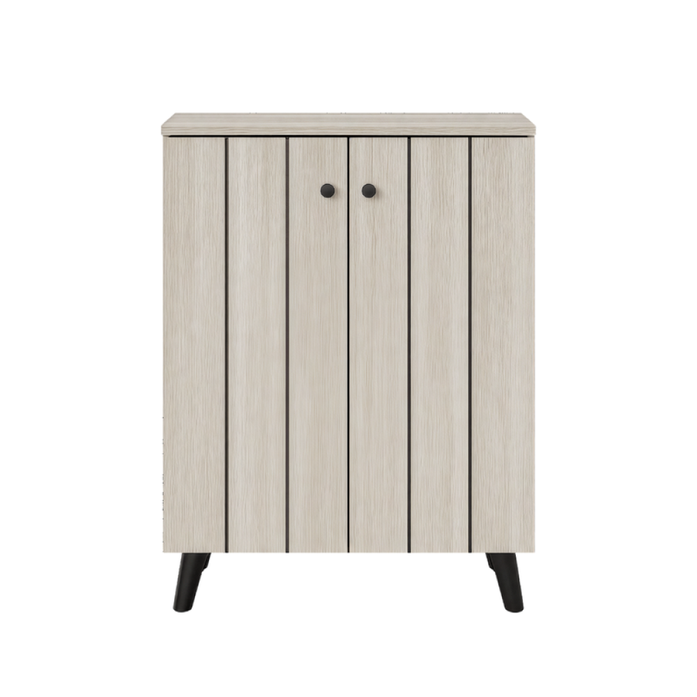 خزانة أحذية خشب صلب ببابين – لون بيج – تصميم عصري مدمج