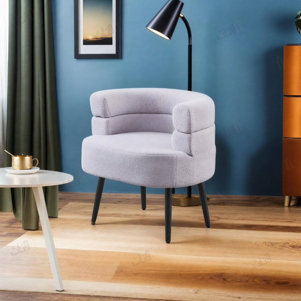 كرسي قماش بوكل لون رصاصي فاتح