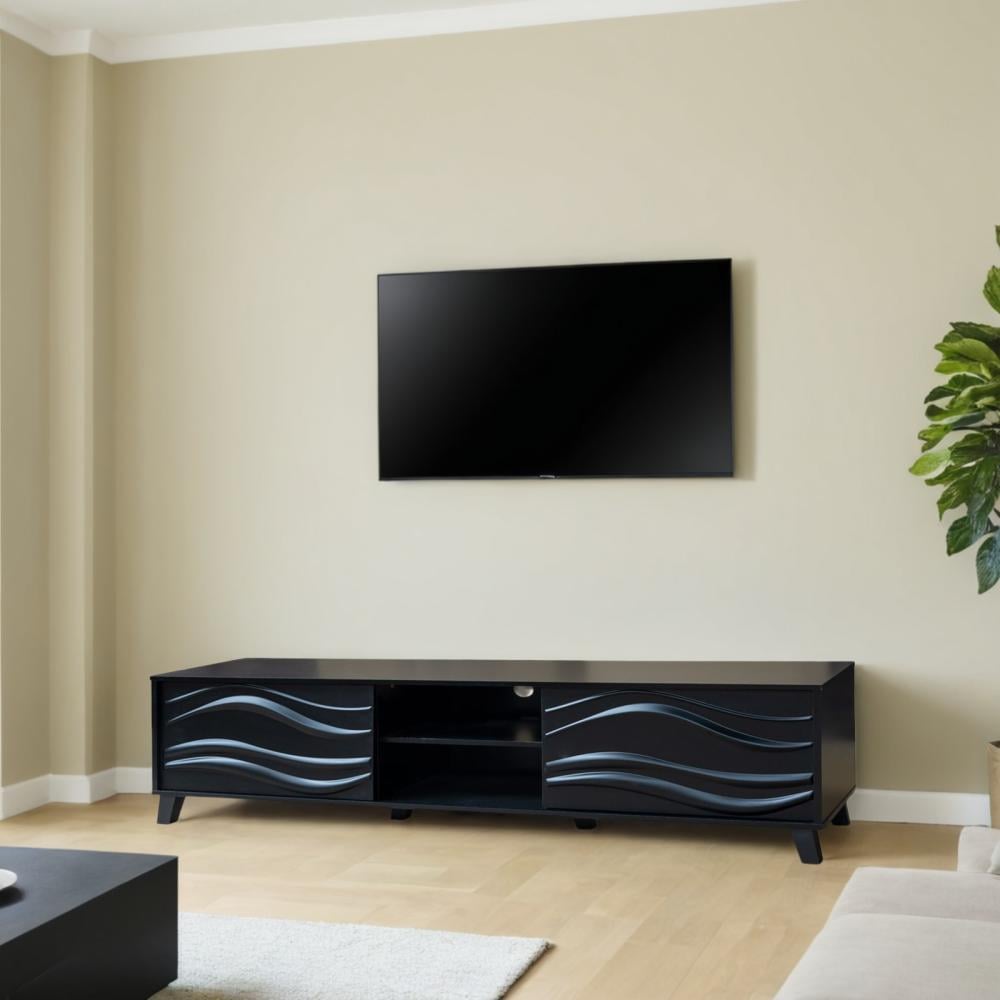 طاولة تلفاز خشبية لون أسود 180 سم