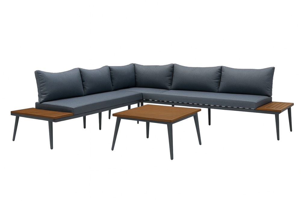 طقم ركنة فاخر للجلسات الخارجية بتصميم عصري ومتانة عالية – رمادي