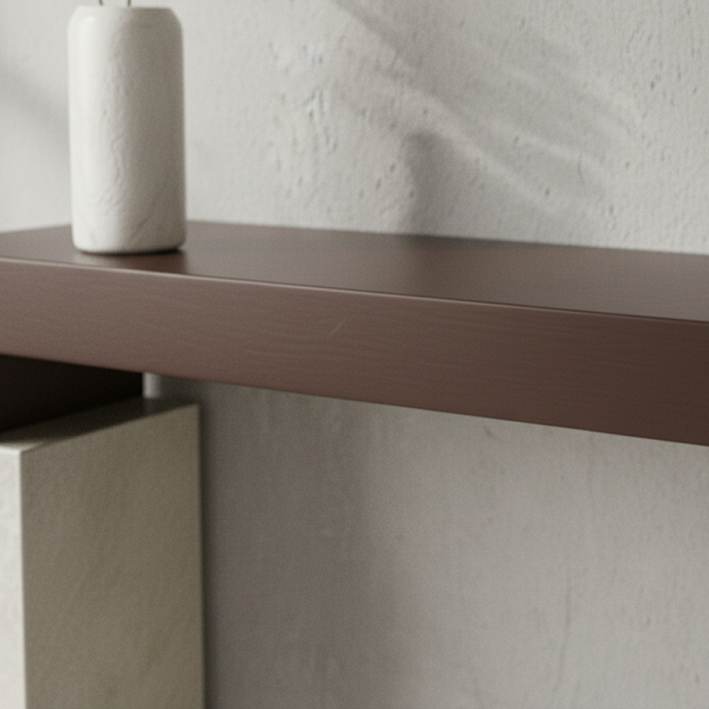 طاولة مدخل كبيرة باللون البني بسطح رخامي PVC وإطار خشبي فاخر