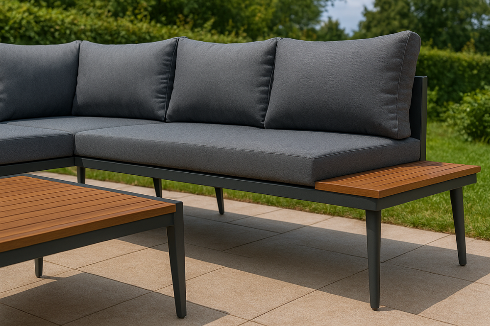 طقم ركنة فاخر للجلسات الخارجية بتصميم عصري ومتانة عالية – رمادي