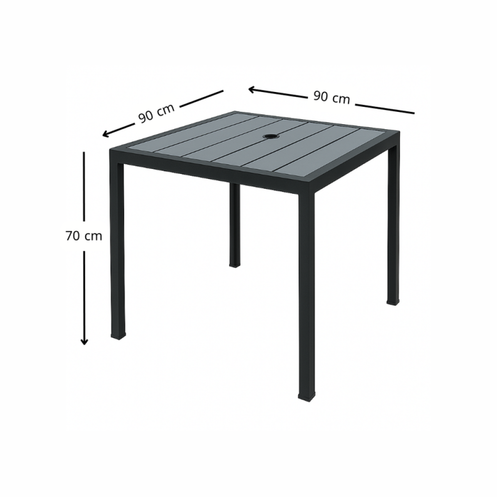 طقم طاولة طعام أسود مع مظلة و4 كراسي