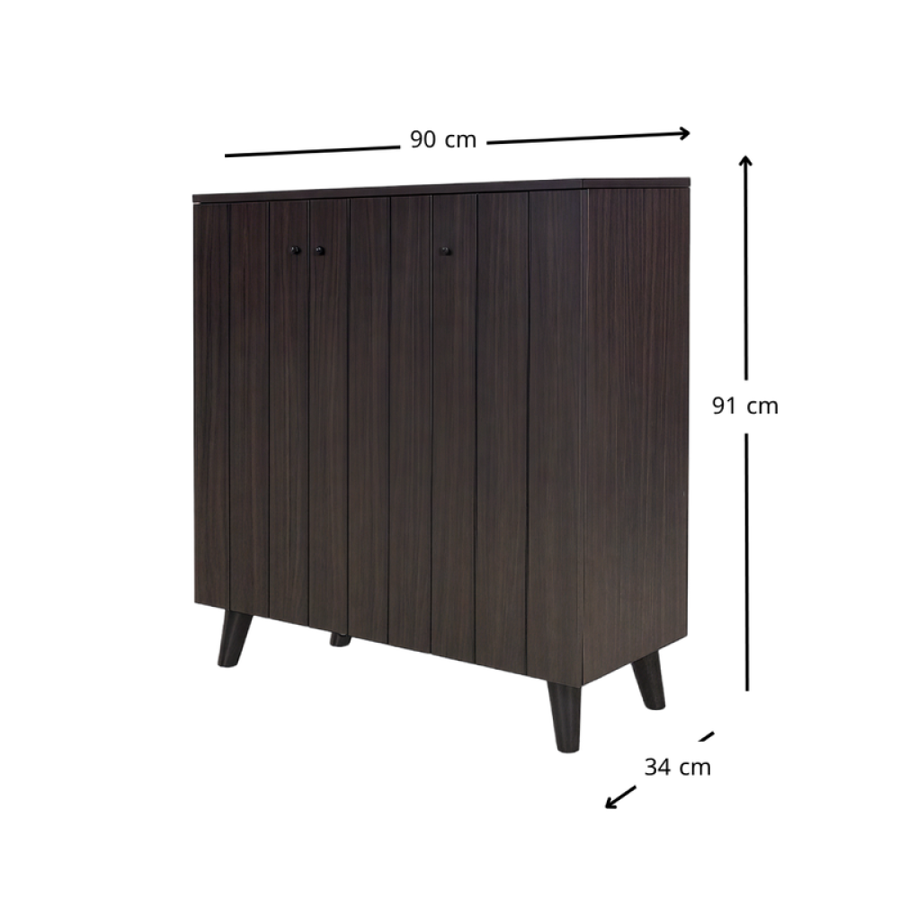 خزانة أحذية خشب صلب بثلاثة أبواب – لون بني – تصميم أنيق للتنظيم