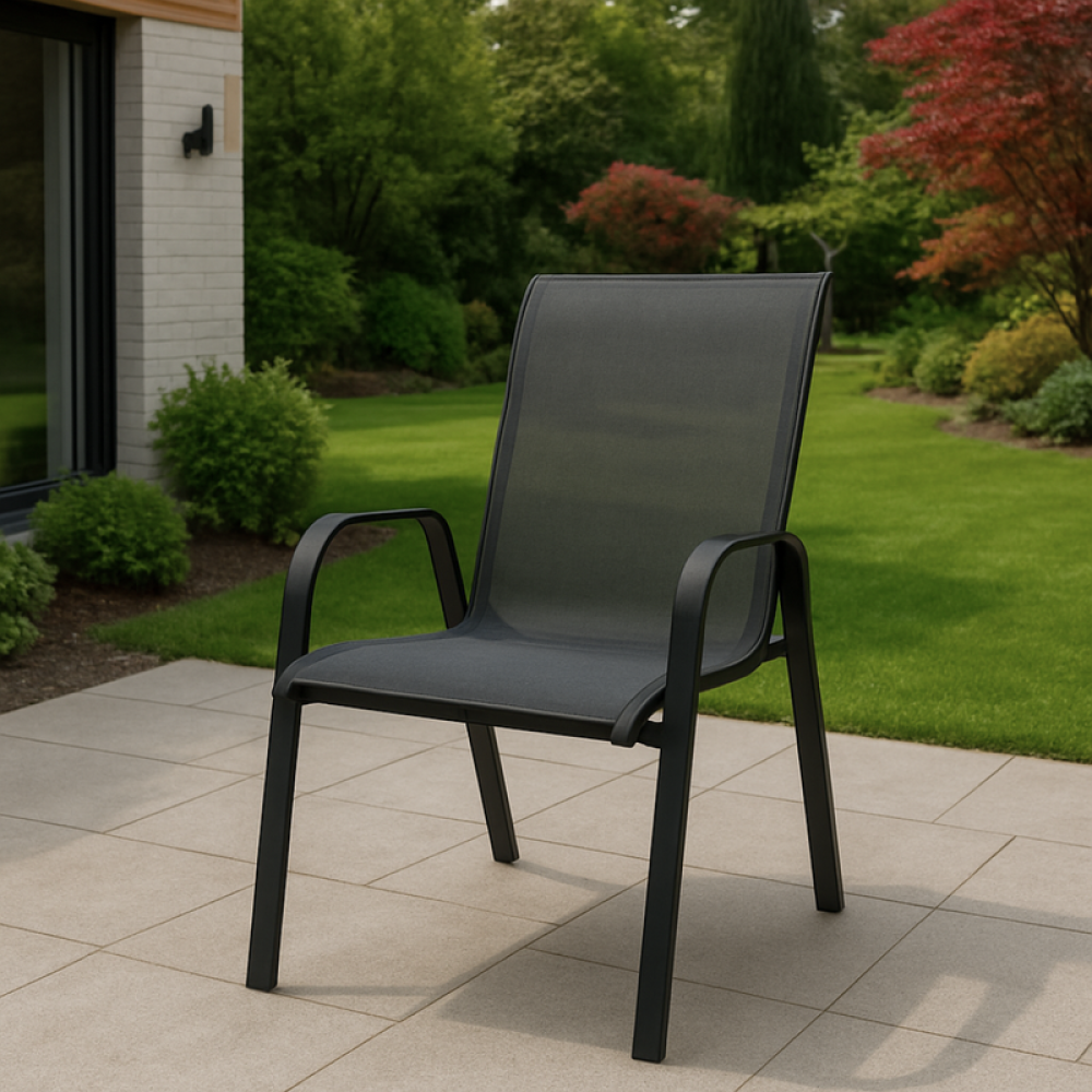 طقم طاولة طعام أسود مع مظلة و4 كراسي