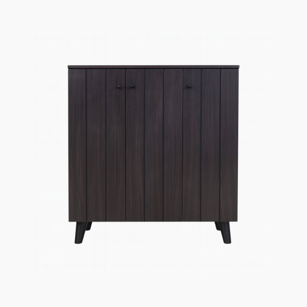 خزانة أحذية خشب صلب بثلاثة أبواب – لون بني – تصميم أنيق للتنظيم