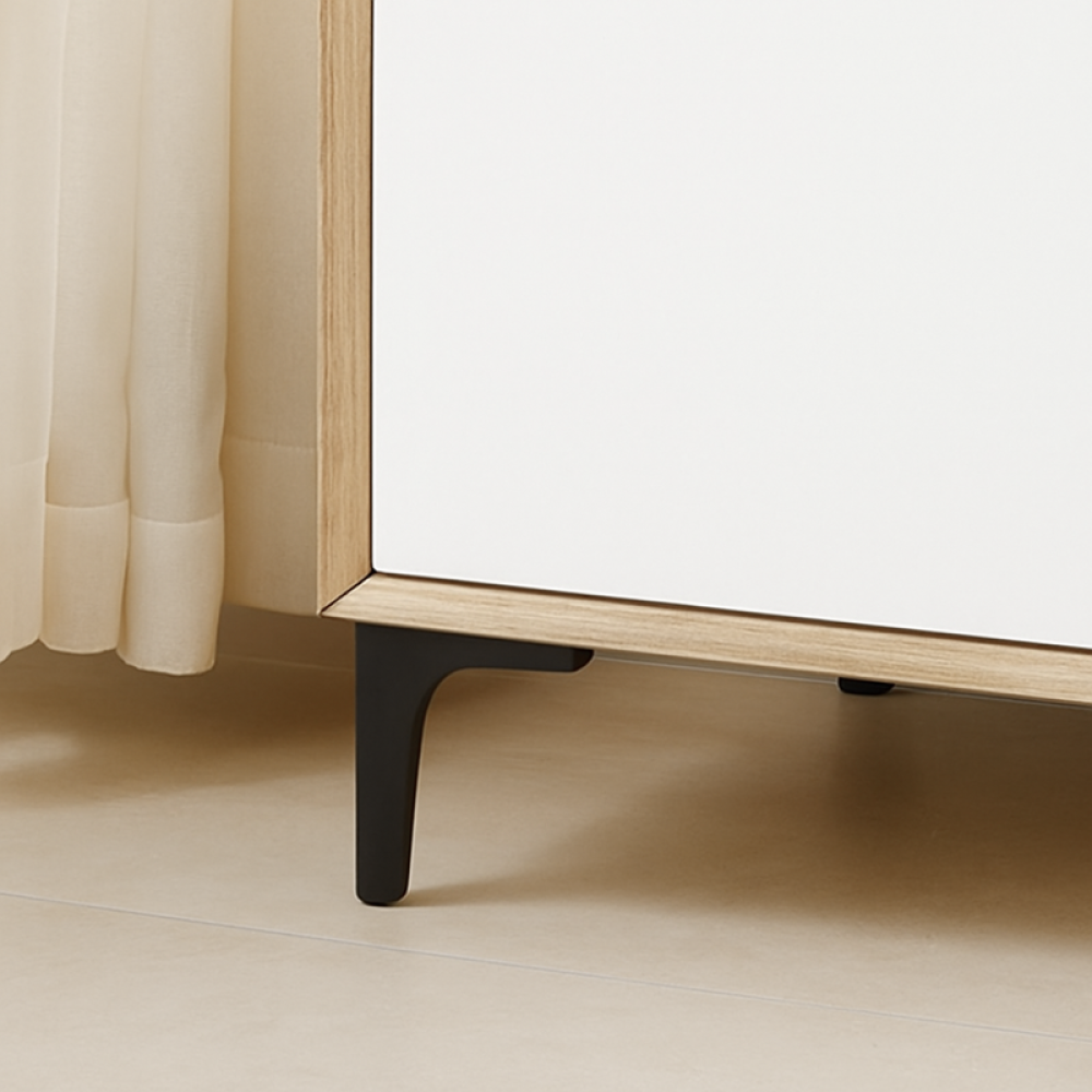 دولاب أحذية خشب صلب بلون بيج وأبيض