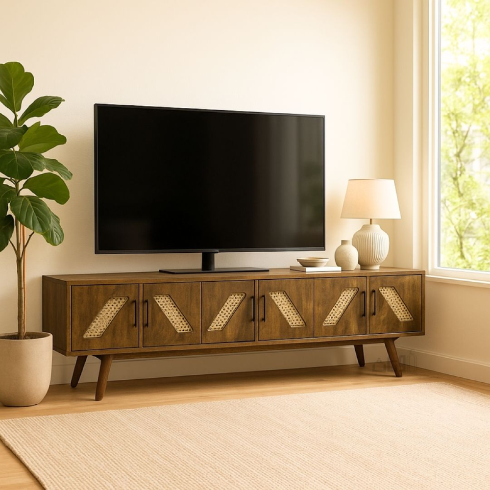 طاولة تلفاز متعددة الألوان بطول 200 سم تصميم عصري بثلاثة أبواب