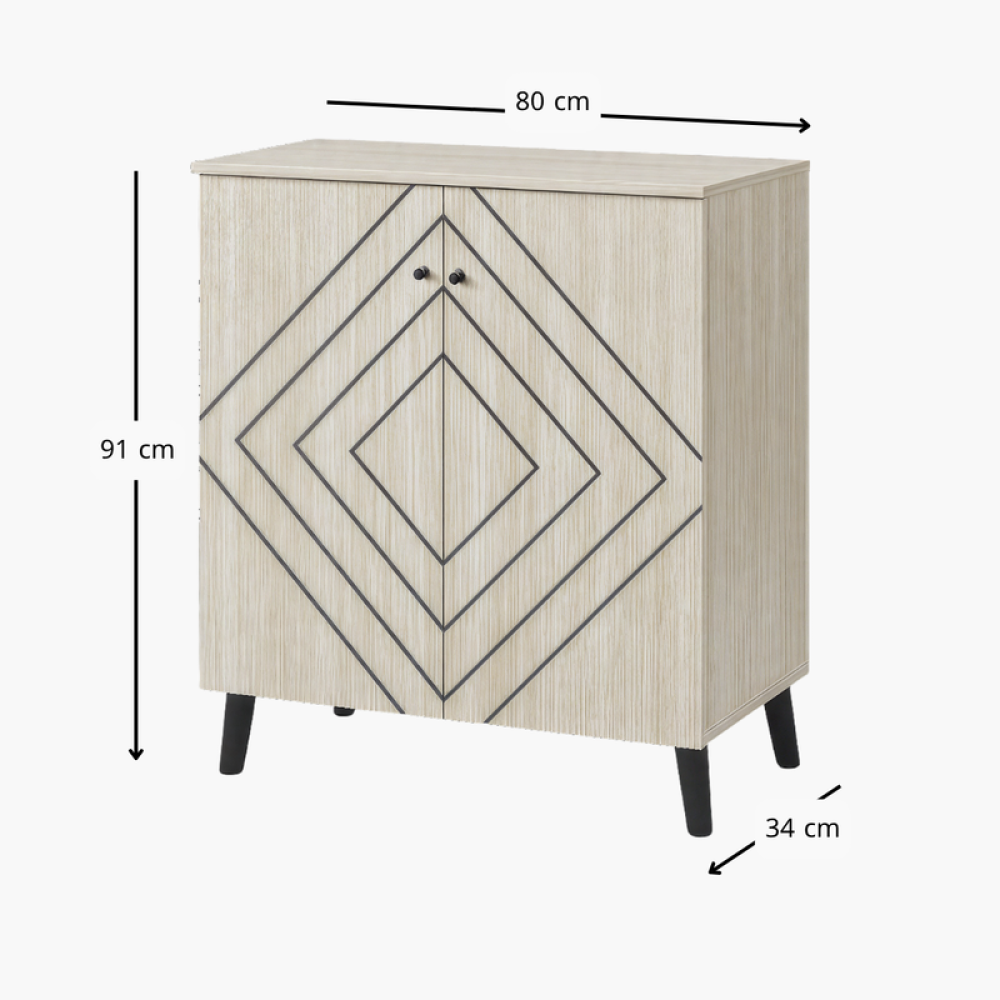 دولاب أحذية خشب صلب ببابين باللون البيج