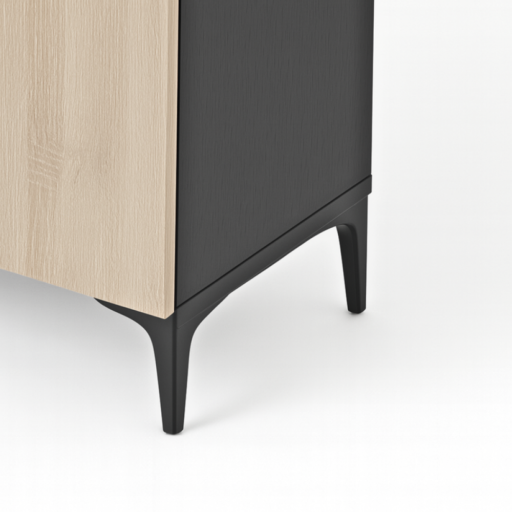 دولاب أحذية خشب صلب بلون أسود وبيج