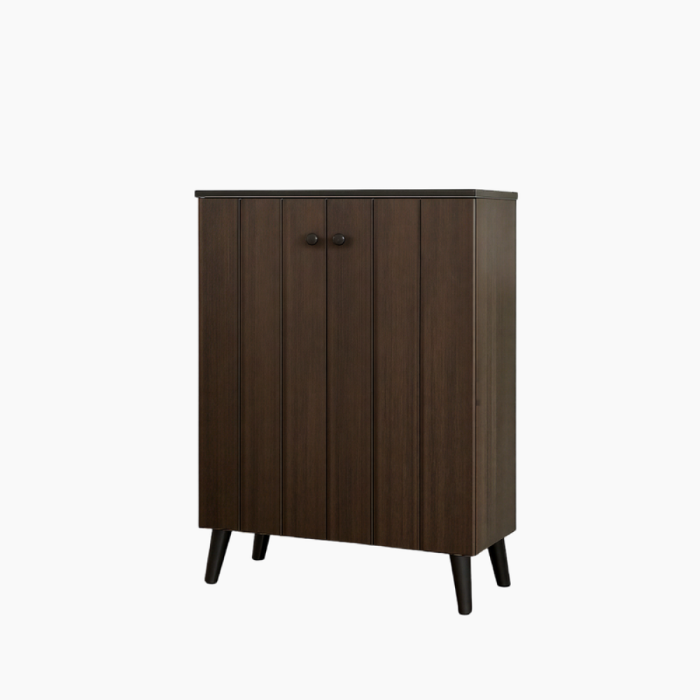 خزانة أحذية خشب صلب ببابين – لون بني – تصميم مدمج