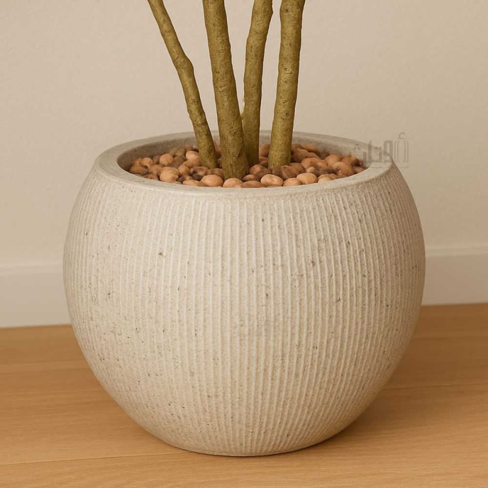 شجرة ورق الليمون الصناعية في حوض فيبر رمادي – 190 سم