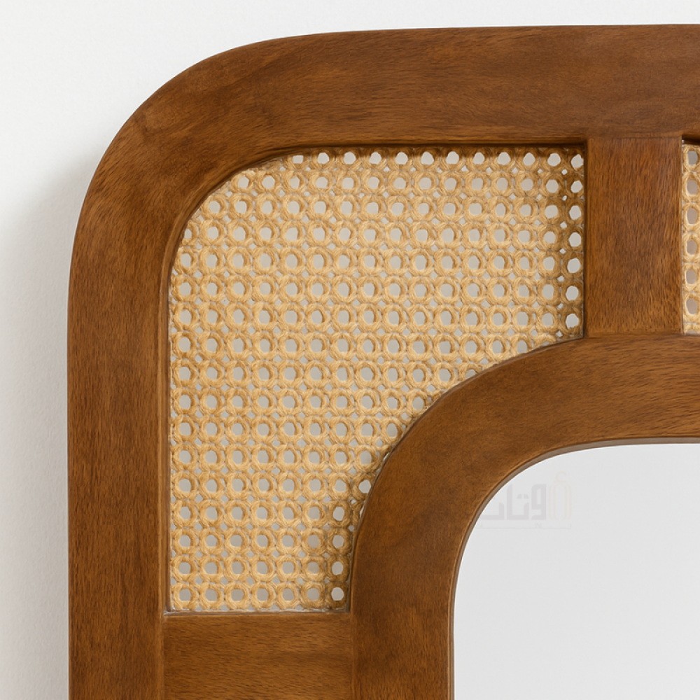 مرآة حائط مستطيلة بإطار خشبي بني متين تطريز هندي