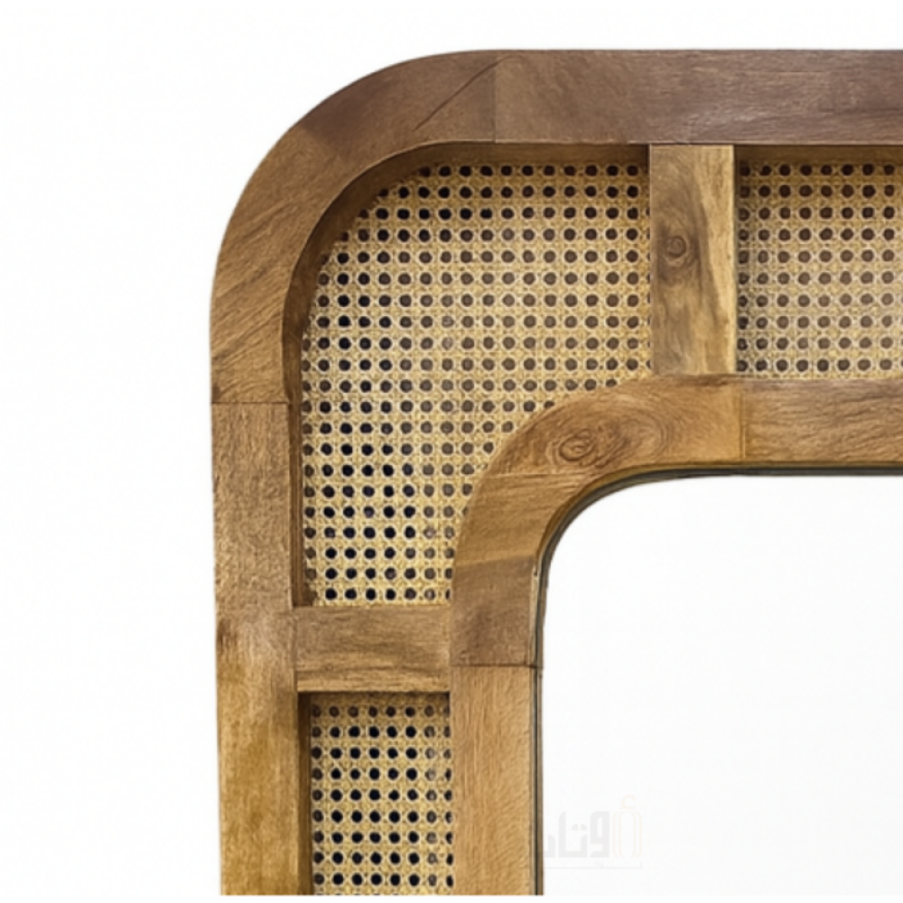 مرآة حائط مستطيلة بإطار خشبي بني راقي صناعة هندية