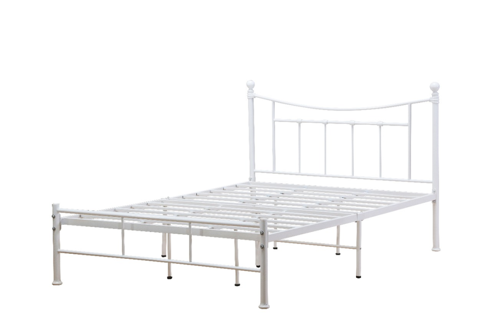 سرير معدني أنيق باللون الأبيض (مقاس 140×200 سم)