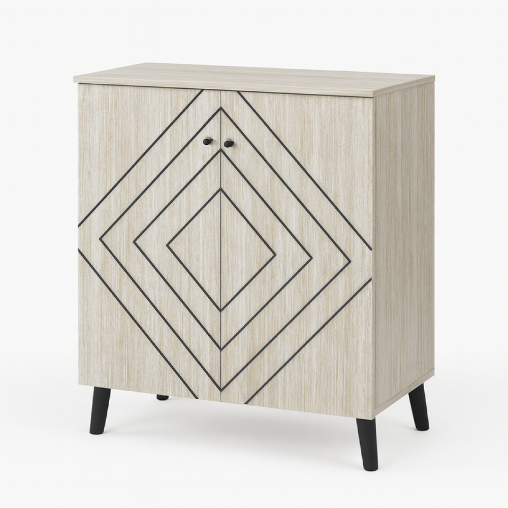 دولاب أحذية خشب صلب ببابين باللون البيج