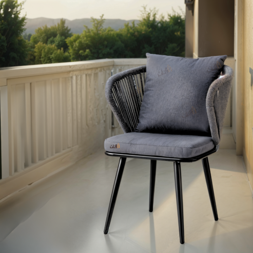 كرسي عصري بذراعين لون رمادي غامق