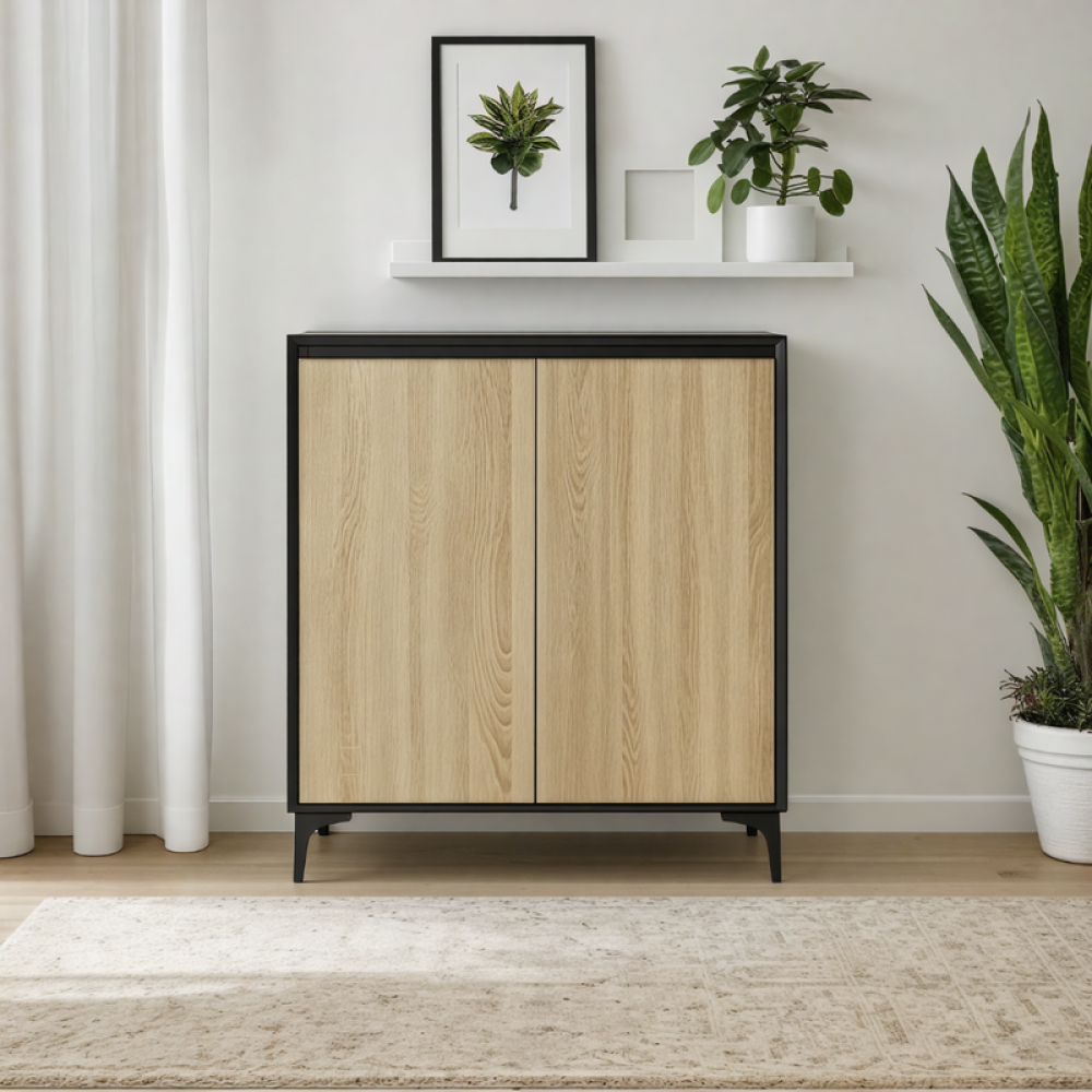 دولاب أحذية خشب صلب بلون بيج