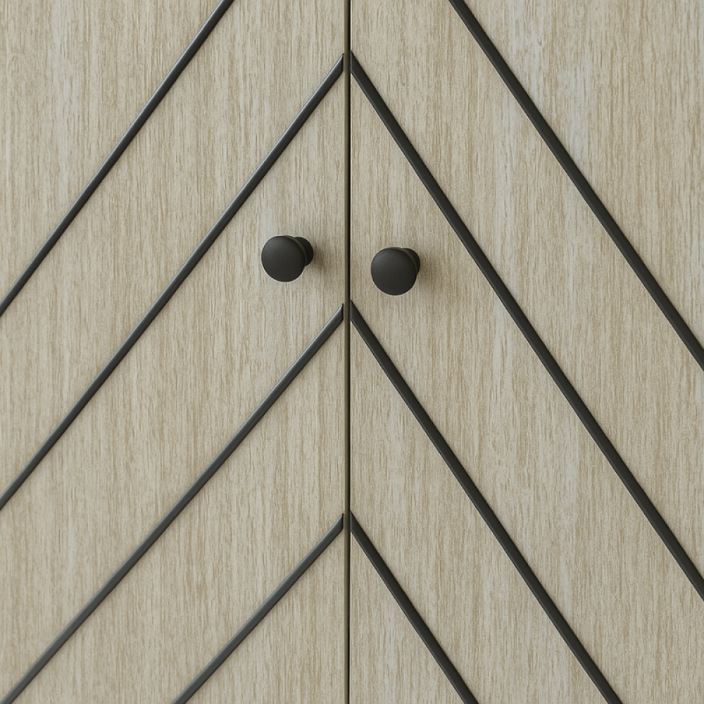 دولاب أحذية خشب صلب ببابين باللون البيج