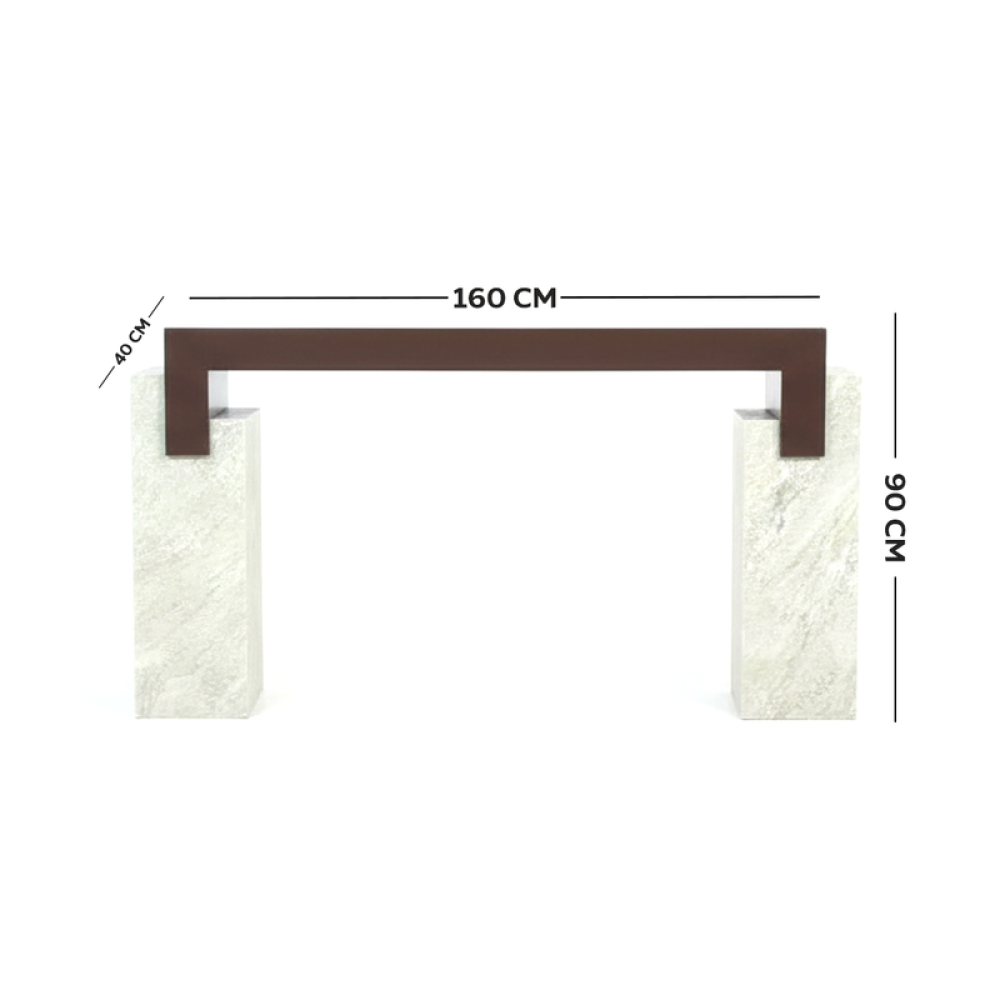 طاولة مدخل كبيرة باللون البني بسطح رخامي PVC وإطار خشبي فاخر