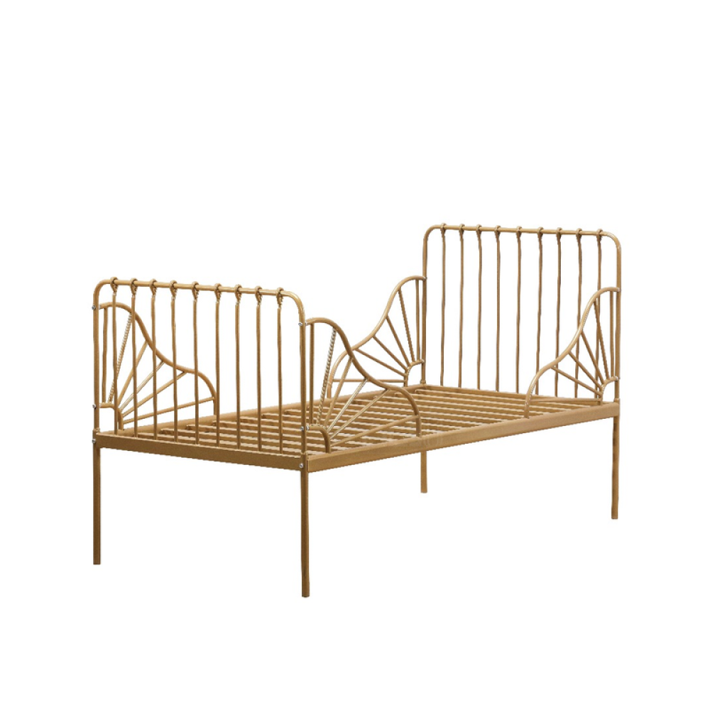 سرير معدني  بتصميم جانبي انيق  باللون الذهبي  (مقاس 80×170 سم)