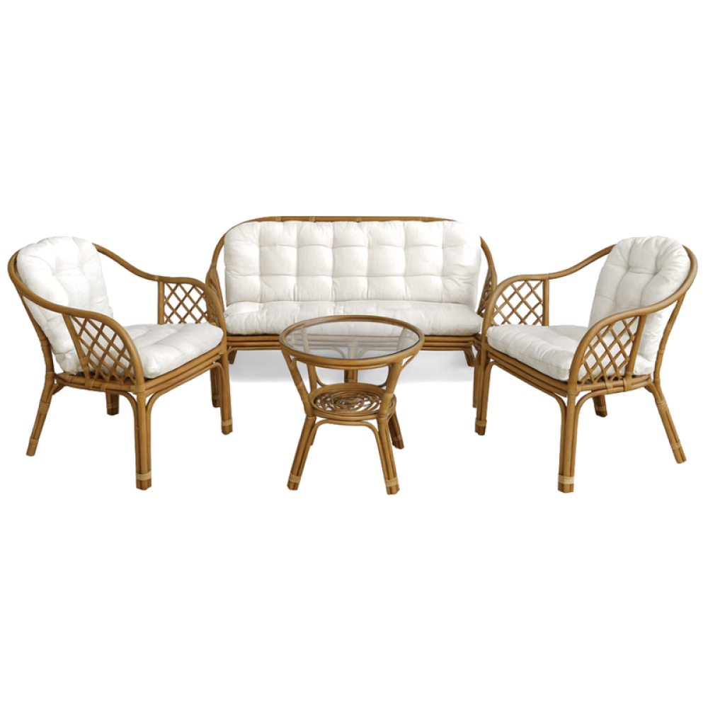 طقم جلسة خشبي بلون بني وأوف وايت بتفاصيل هندية فاخرة