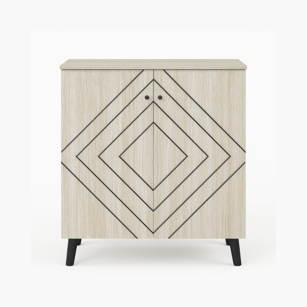 دولاب أحذية خشب صلب ببابين باللون البيج