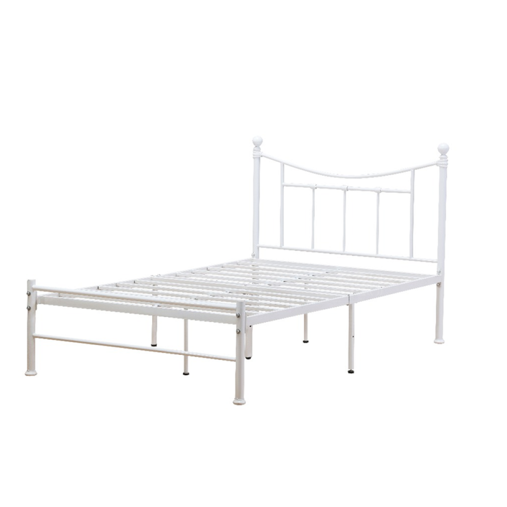 سرير معدني فردي أنيق باللون الأبيض (مقاس 120×190 سم)