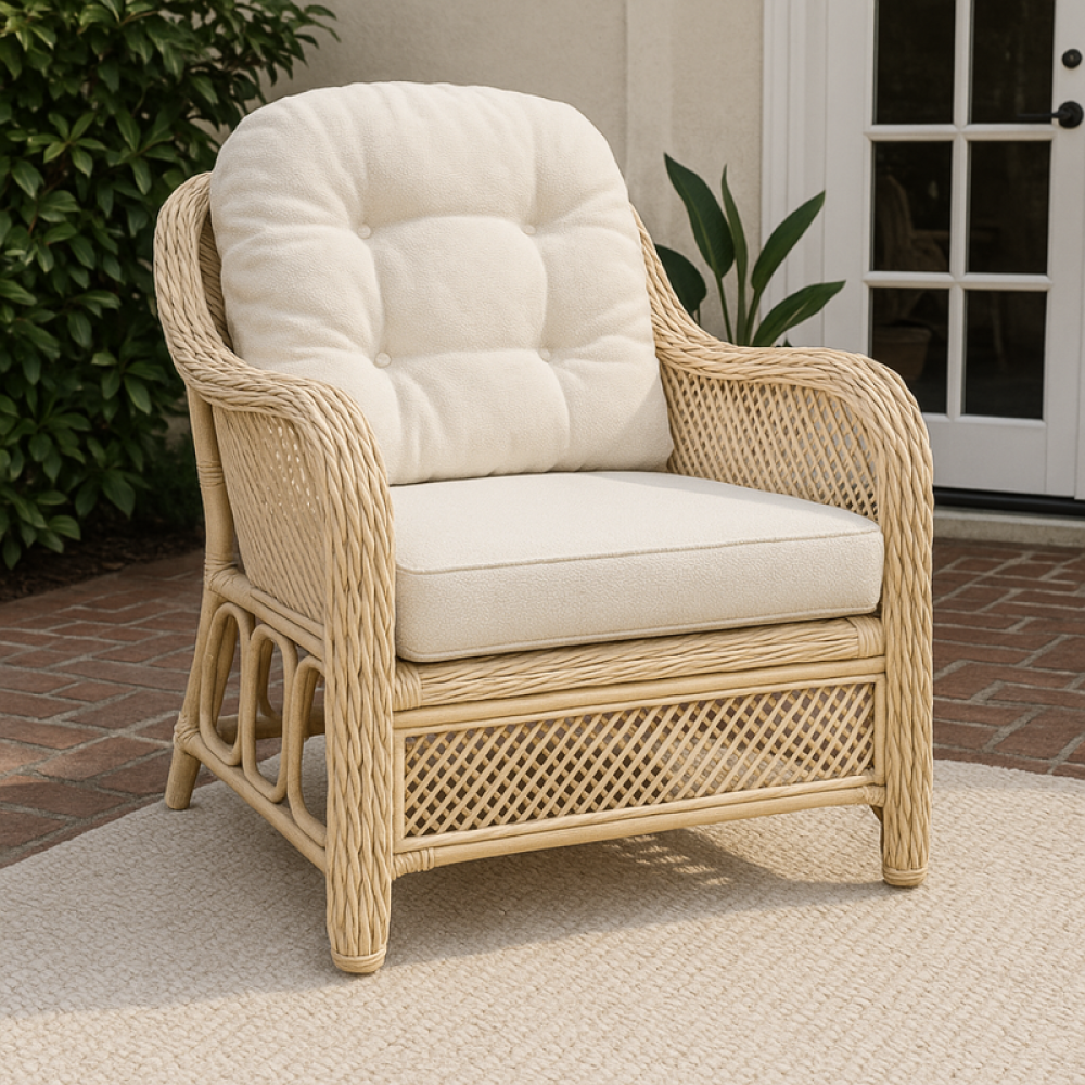 طقم جلسة خيزران طبيعي بلون بيج وأوف وايت بإتقان حرفي هندي