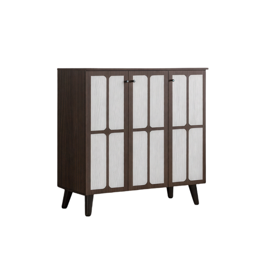 خزانة أحذية خشب صلب بثلاثة أبواب – لون بني – مساحة تخزين عملية