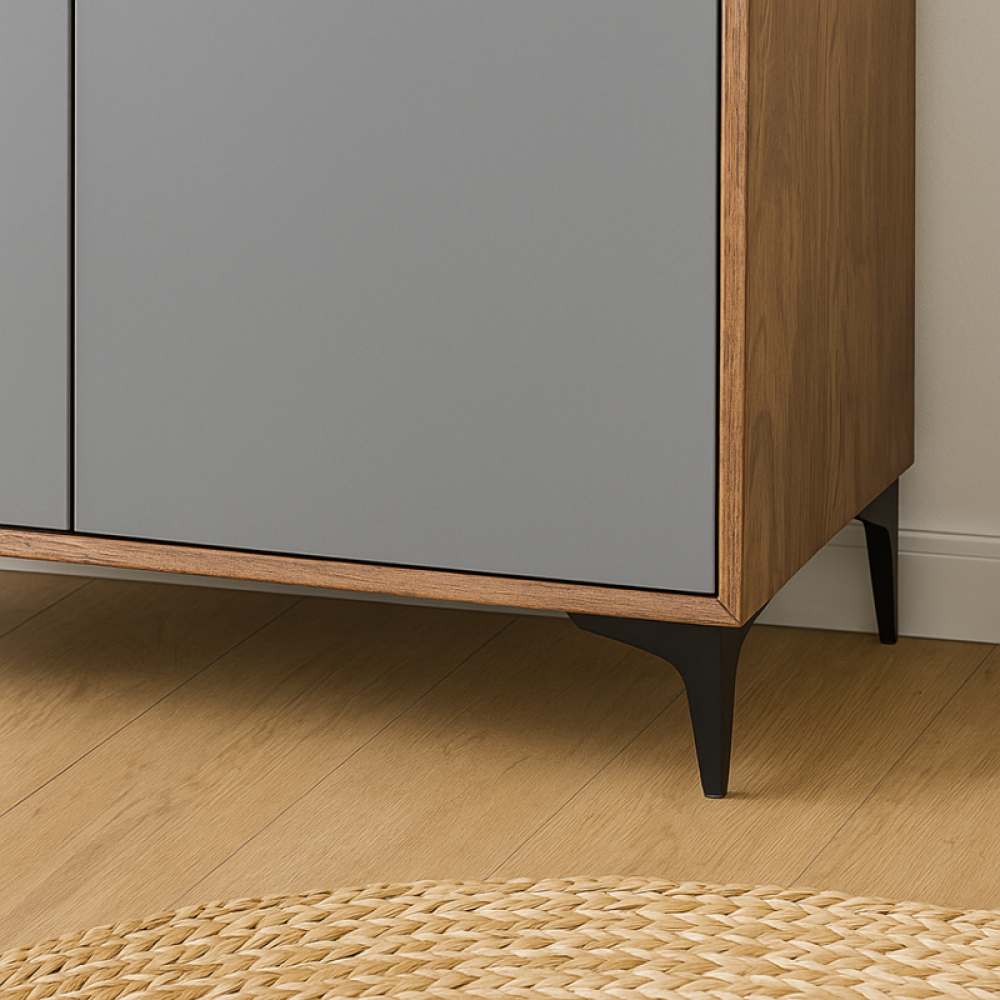 دولاب أحذية خشب صلب بلون بني ورمادي