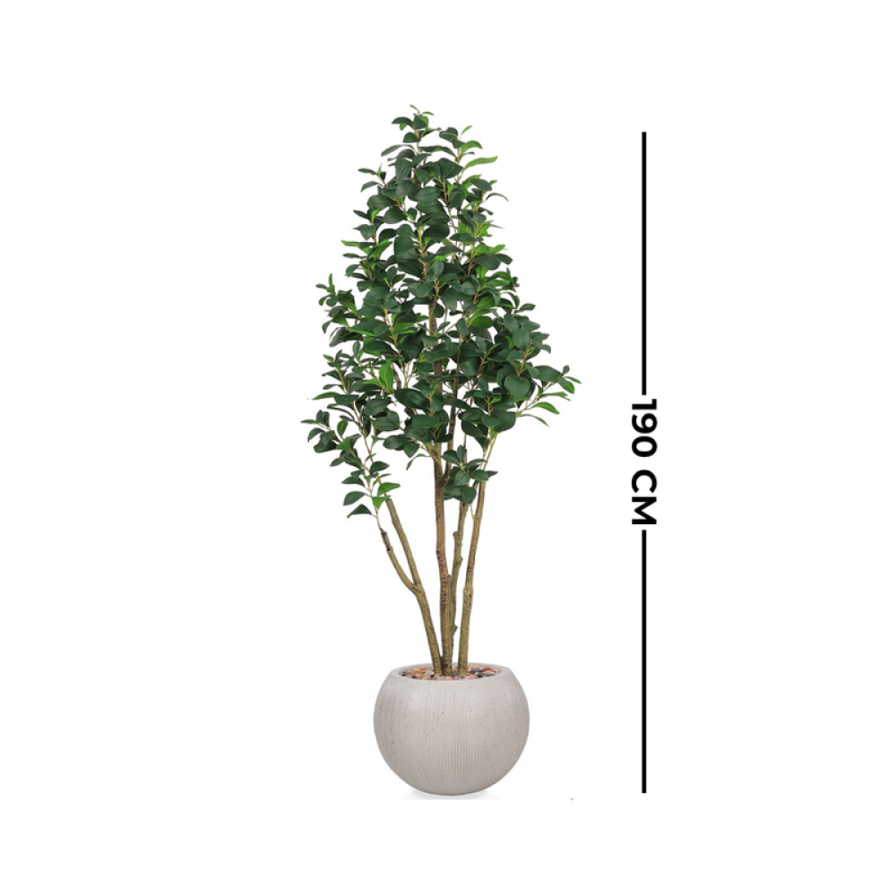 شجرة ورق الليمون الصناعية في حوض فيبر رمادي – 190 سم