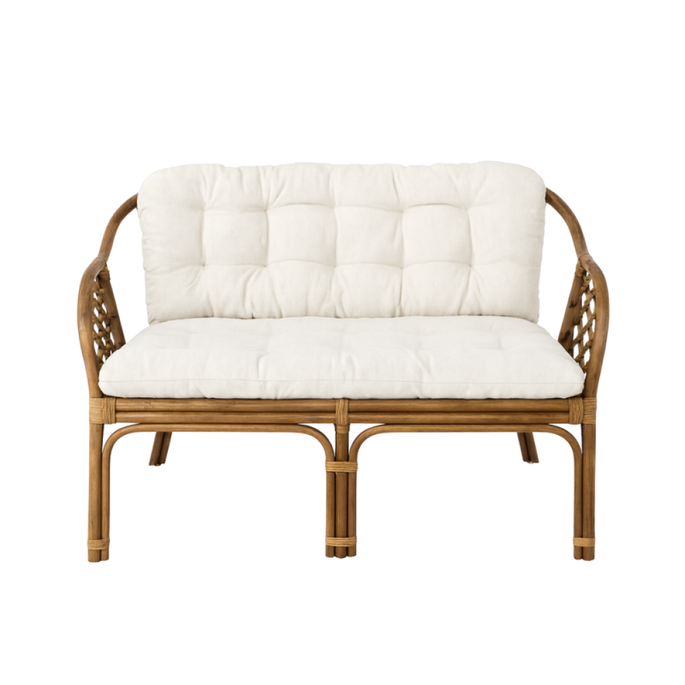 طقم جلسة خشبي بلون بني وأوف وايت بتفاصيل هندية فاخرة