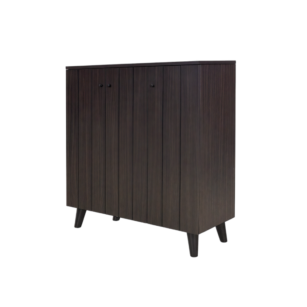 خزانة أحذية خشب صلب بثلاثة أبواب – لون بني – تصميم أنيق للتنظيم