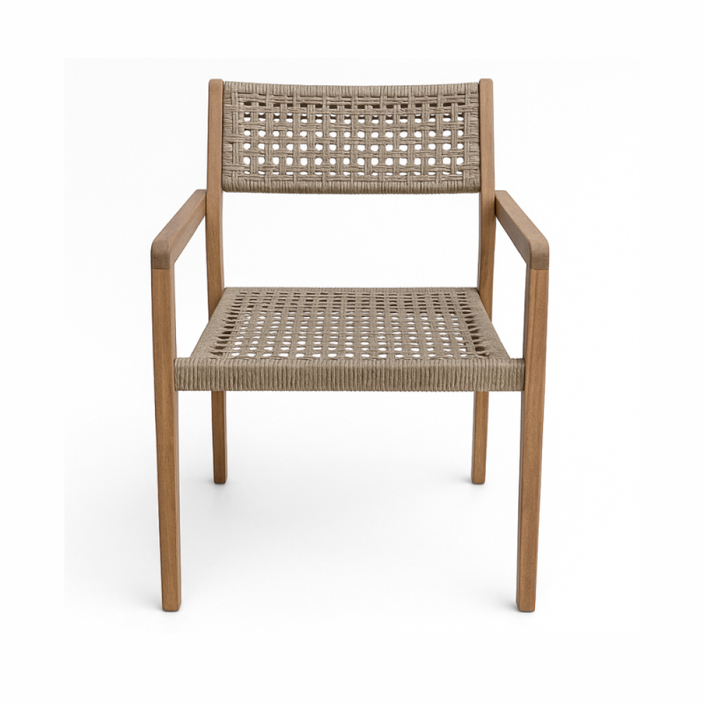 طقم سفرة خشبي خارجي 5 قطع  طاولة وأربعة كراسي بتصميم طبيعي أنيق