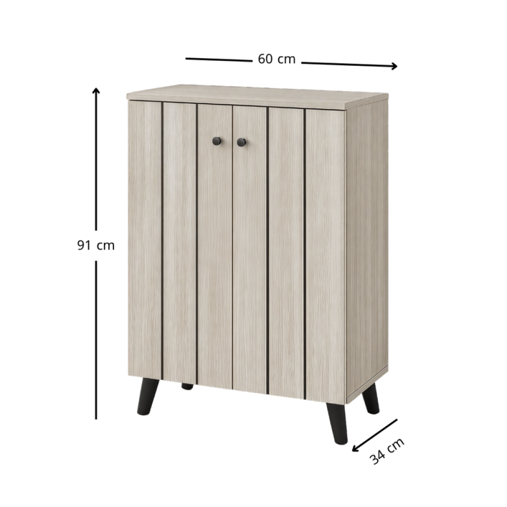 خزانة أحذية خشب صلب ببابين – لون بيج – تصميم عصري مدمج