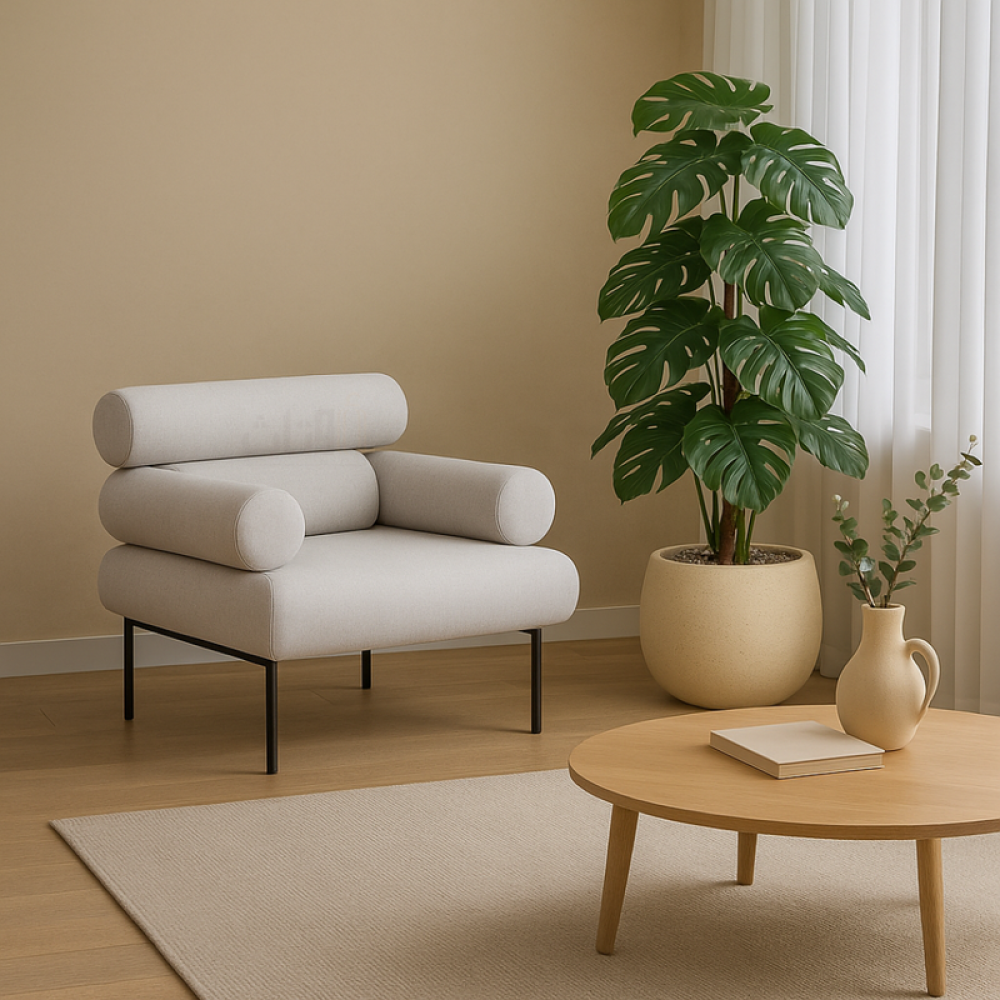 كرسي مفرد عصري بلون بيج