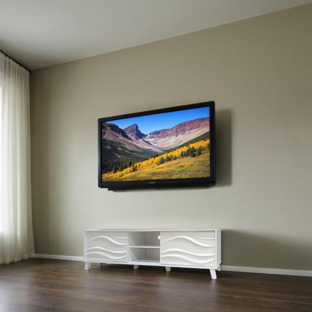 طاولة تلفاز خشبية لون أبيض 160 سم