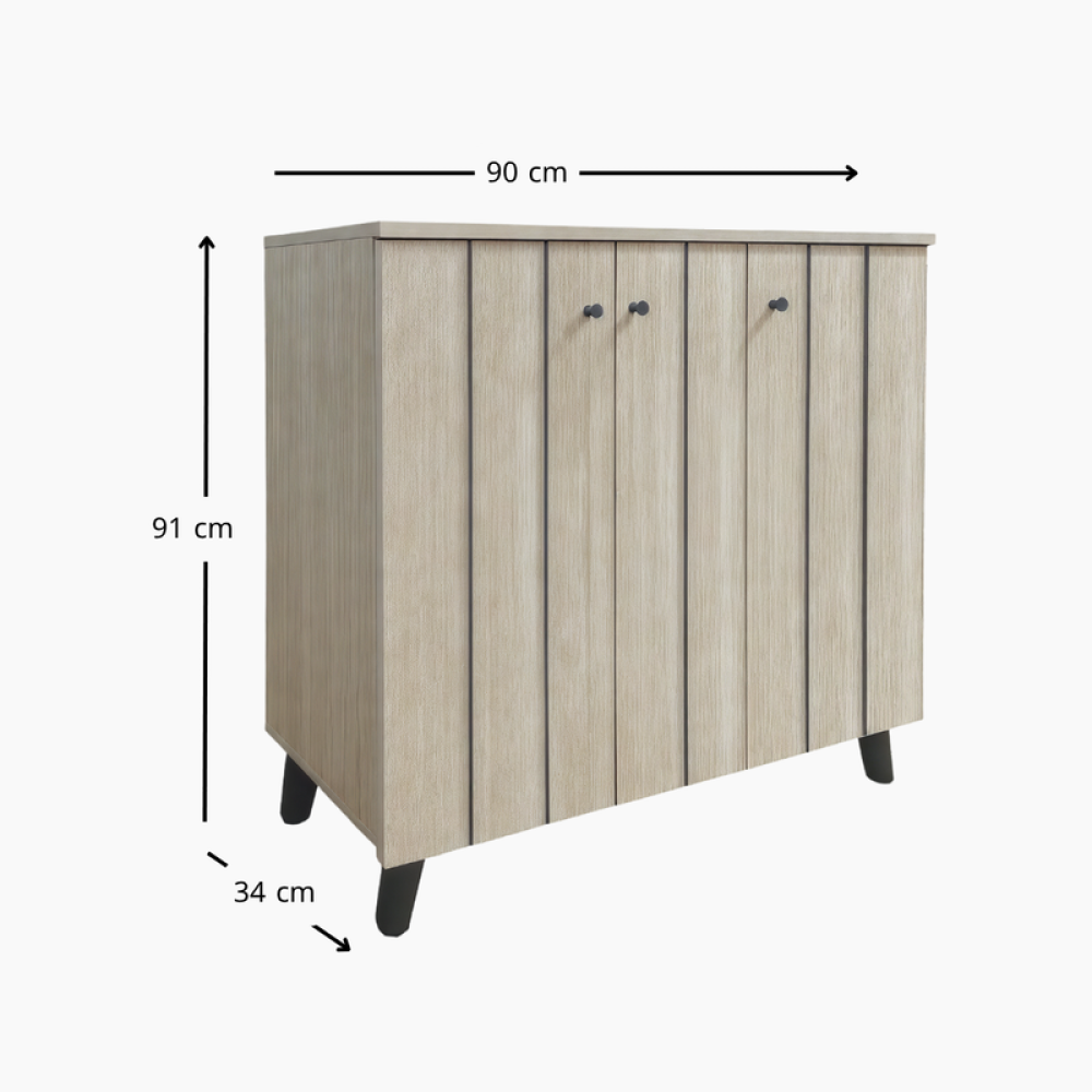 خزانة أحذية خشب صلب بثلاثة أبواب – لون بيج – تصميم حديث