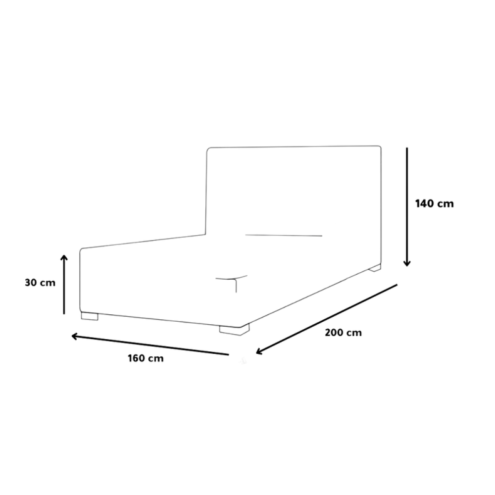 سرير كوين مخمل لون رمادي 200 × 160