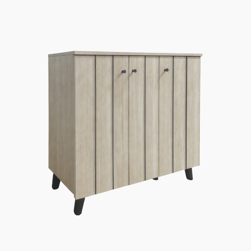 خزانة أحذية خشب صلب بثلاثة أبواب – لون بيج – تصميم حديث