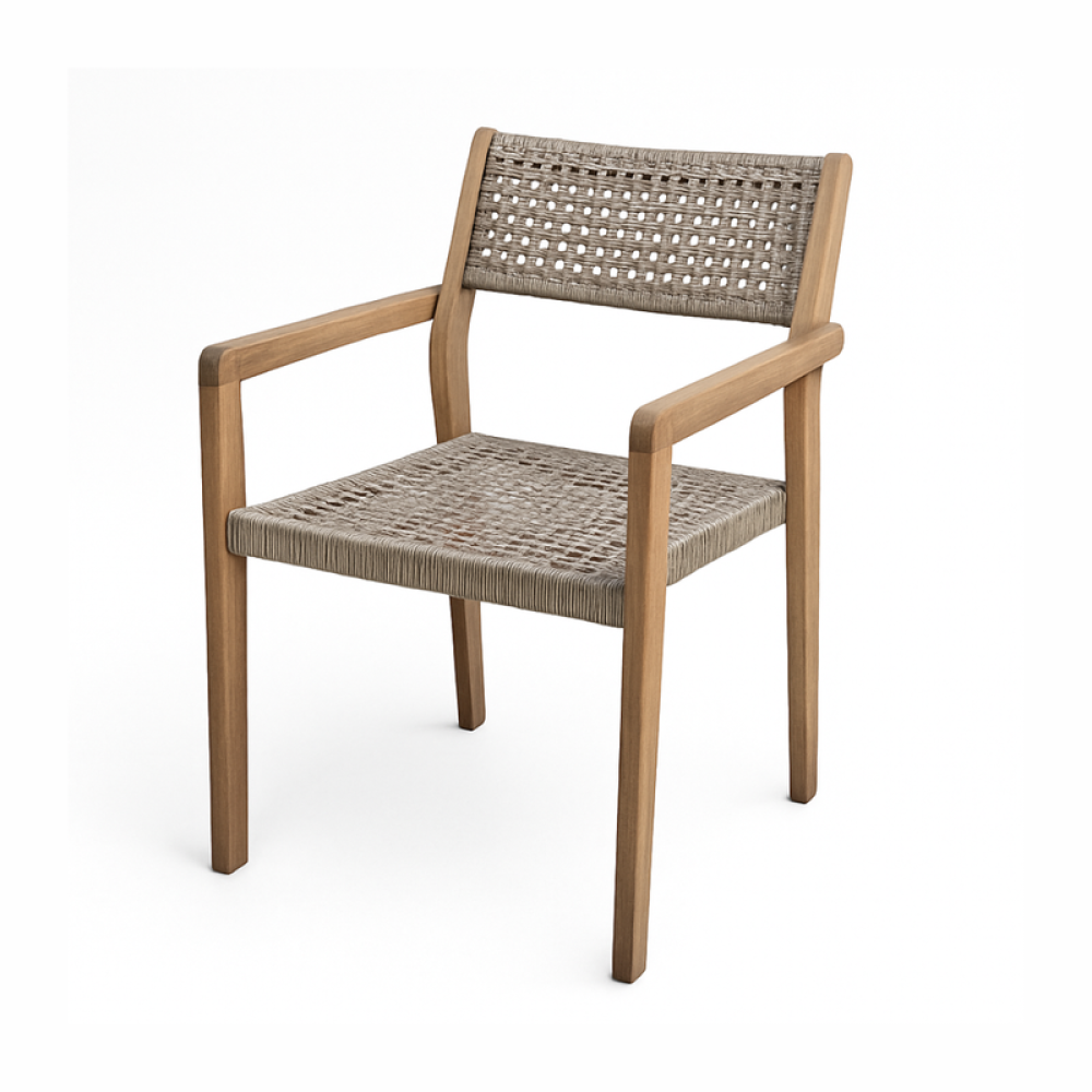 طقم سفرة خشبي خارجي 5 قطع  طاولة وأربعة كراسي بتصميم طبيعي أنيق